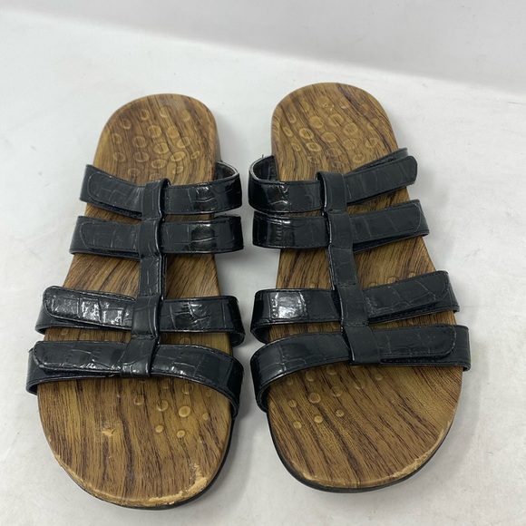 Vionic Meghann Faux Croc Leather Slide Adjustable Sandals - Picture 3 of 6